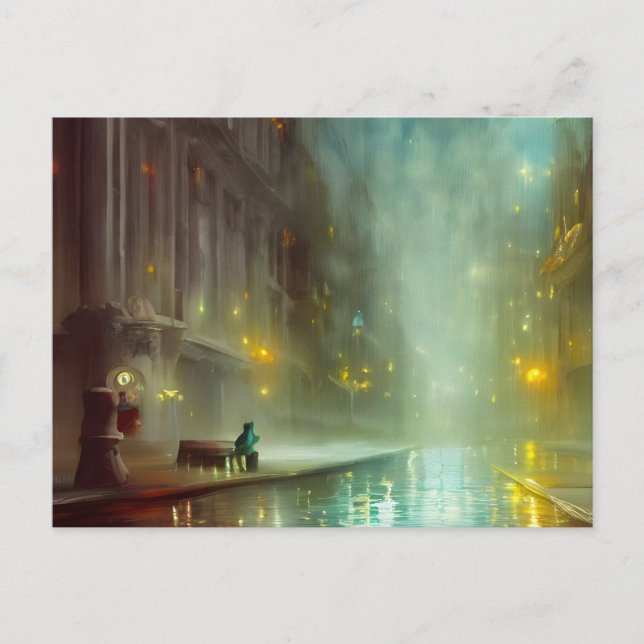 Cartão Postal "Rainy Night in the City Postcard" (Frente)