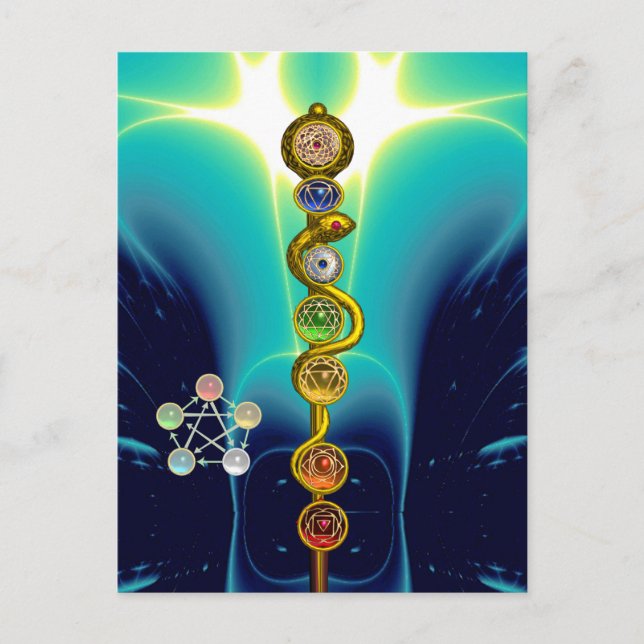 CARTÃO POSTAL RAIO DE ASCLEPIUS 7 CHAKRAS,YOGA, ENERGIA ESPIRITU (Frente)