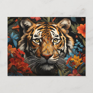 Cartão Postal "Raio de Majestade: Captivador Inspirado no Tigre