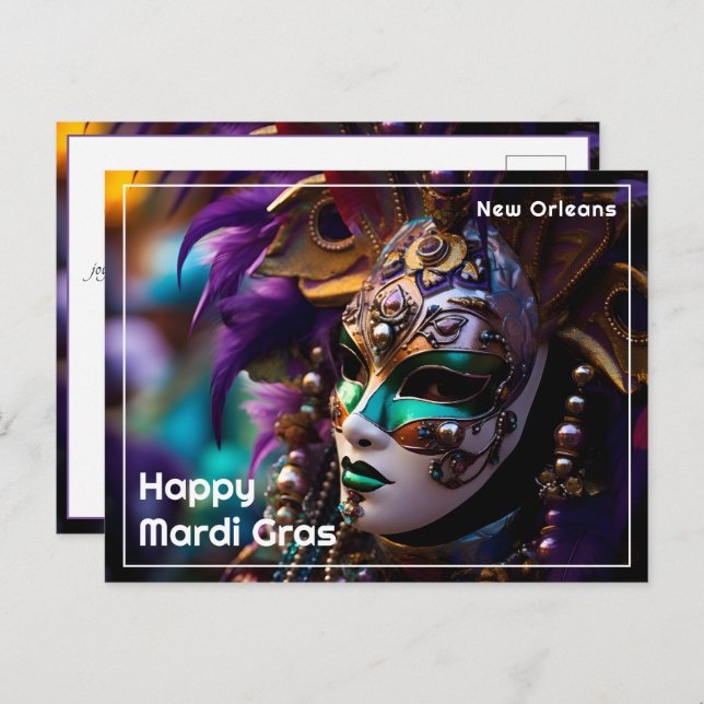 Cartão Postal 💚 💜 Raio Regal 💛 Mardi Gras Majestade (Frente/Verso)
