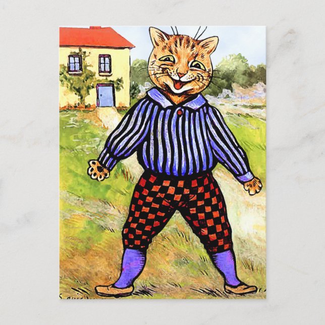 Cartão Postal Raios Vestidos por Louis Wain (Frente)