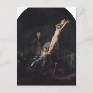 Cartão Postal Raising of the Cross, Passion Series de Rembrandt 