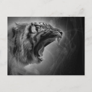 Cartão Postal Raiz do Espírito do Tigre Preto e Branco