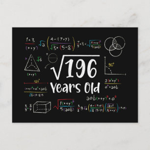 Cartão Postal Raiz Quadrada de 196 Aniversário de 14 anos Presen