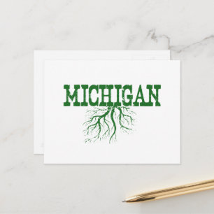 Cartão Postal Raízes de Michigan com Arte de Palavras de Raízes 