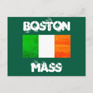 Cartão Postal Raízes Irlandesas em Boston MA – Gráfico de Bandei
