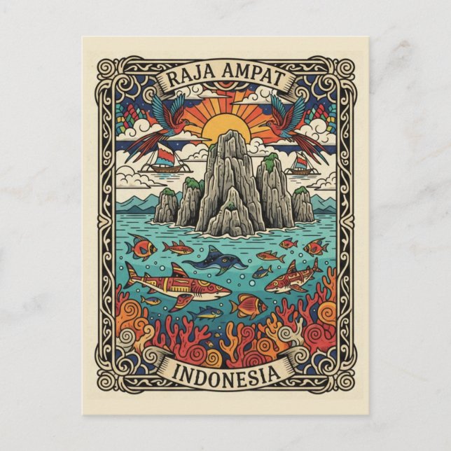 Cartão Postal Raja Ampat Indonésia (Frente)