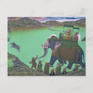 Cartão Postal Raja Sarup Singh de Udaipur, sobre uma caça ao jav