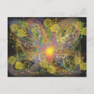 Cartão Postal Rajadas de Estrela Amarela Relâmpago Arte Abstrata