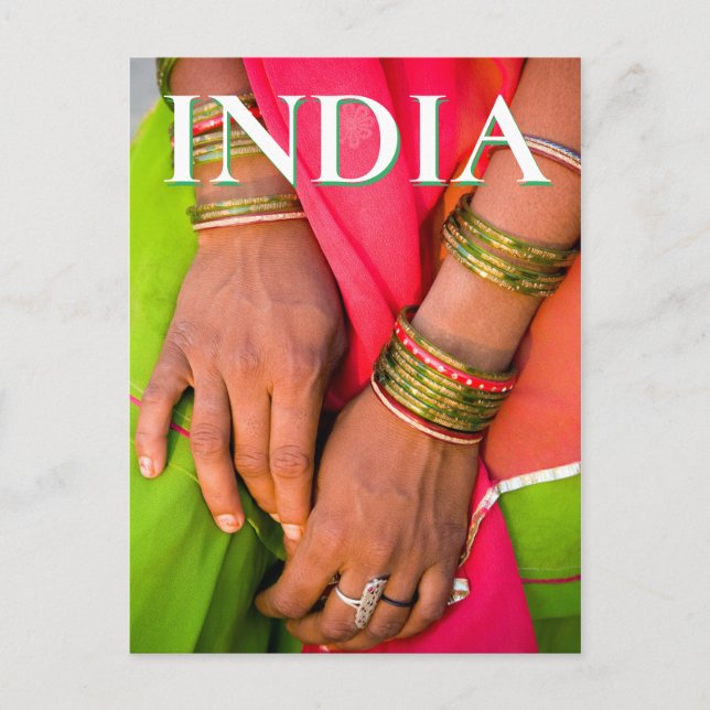 Cartão Postal Rajasthan Close-up das Mãos de uma Mulher (Frente)