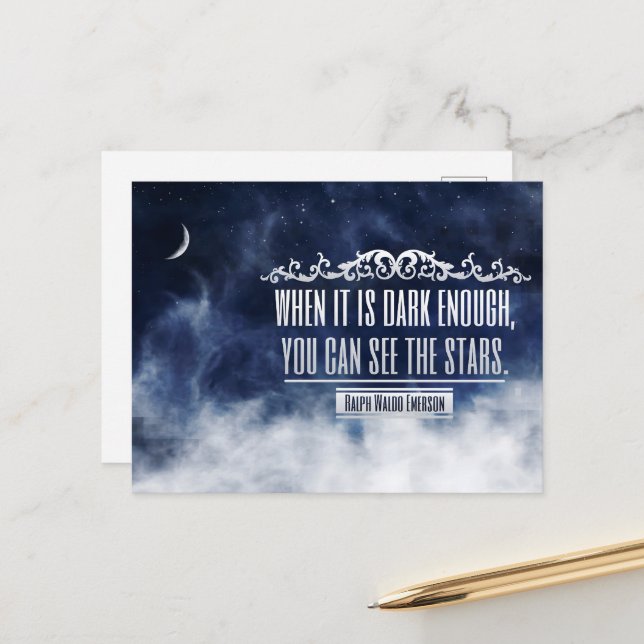 Cartão Postal Ralph Waldo Emerson Citação Inspiracional "Estrela (Frente/Verso In Situ)