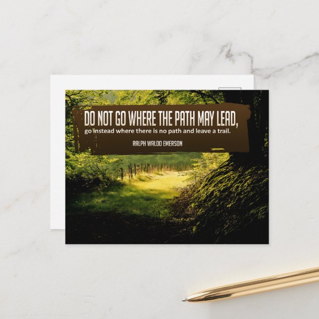 Cartão Postal Ralph Waldo Emerson Citação Inspiracional "Trilha" (Frente/Verso In Situ)