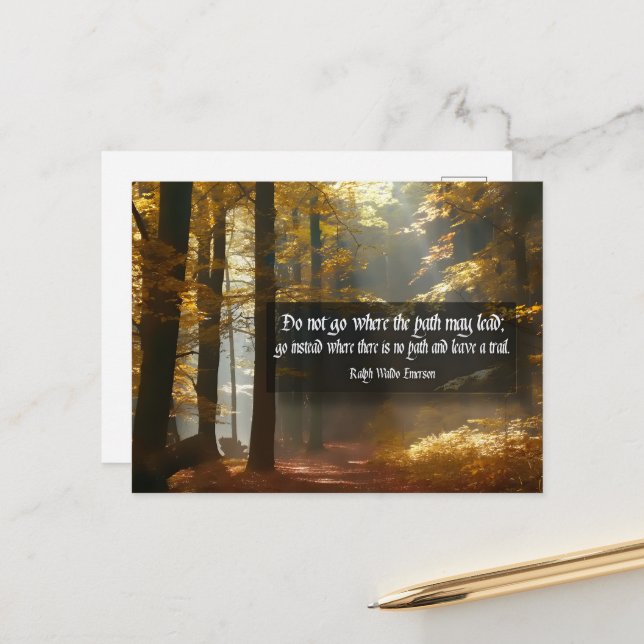 Cartão Postal Ralph Waldo Emerson Citação Inspiracional "Trilha" (Frente/Verso In Situ)
