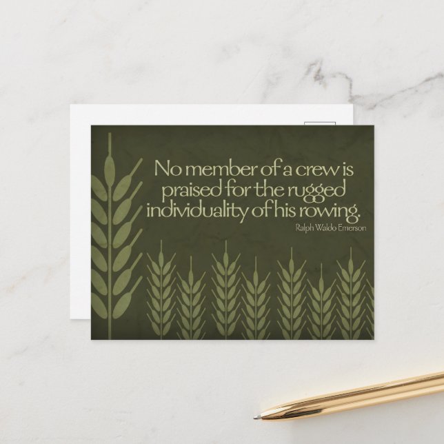 Cartão Postal Ralph Waldo Emerson Citação Inspiracional "Tripula (Frente/Verso In Situ)