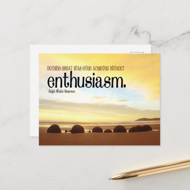 Cartão Postal Ralph Waldo Emerson Entusiasmo Inspiracional de Ci (Frente/Verso In Situ)