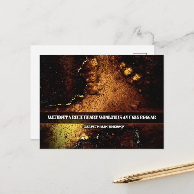 Cartão Postal Ralph Waldo Emerson Inspirational Cote Rico Coraçã (Frente/Verso In Situ)