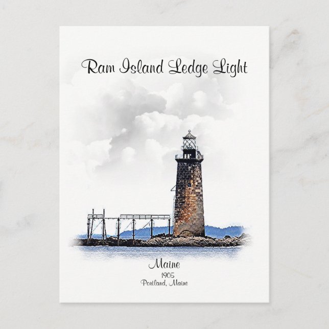 Cartão Postal Ram Island Ledge Light-Michigan (Frente)