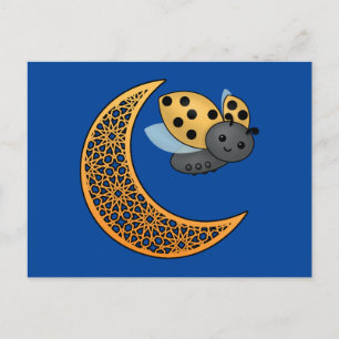 Cartão Postal Ramadan Crescent Moon Ladybug