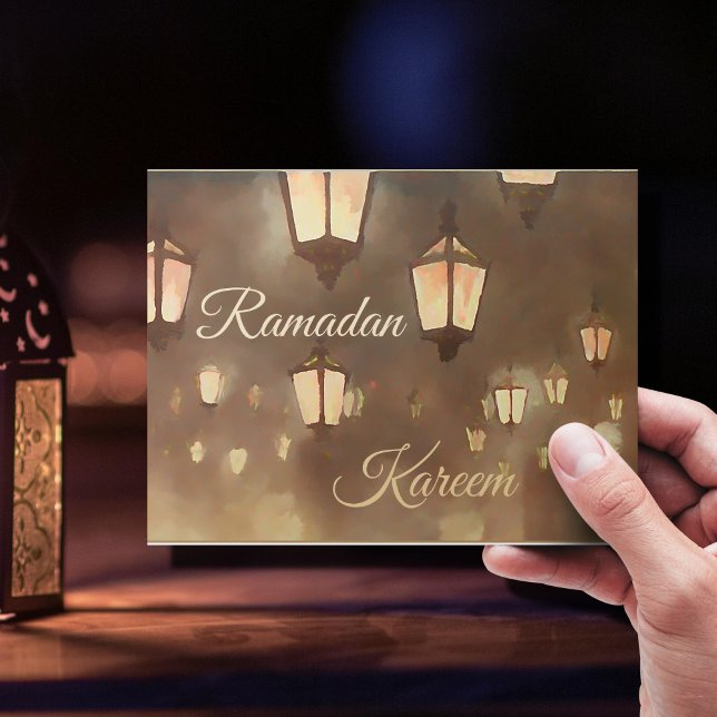 Cartão Postal Ramadan Kareem - pintura com lâmpadas (Criador carregado)