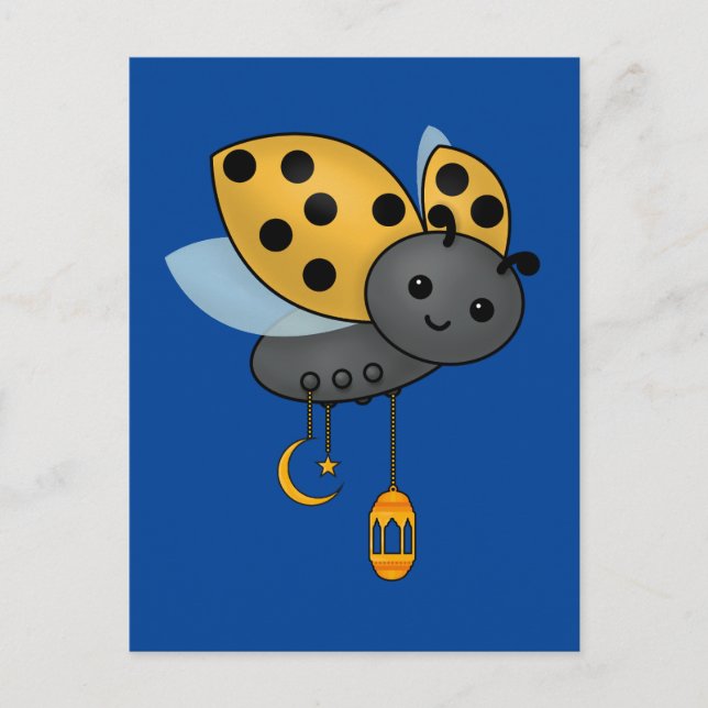 Cartão Postal Ramadan Ladybug Lanternas (Frente)