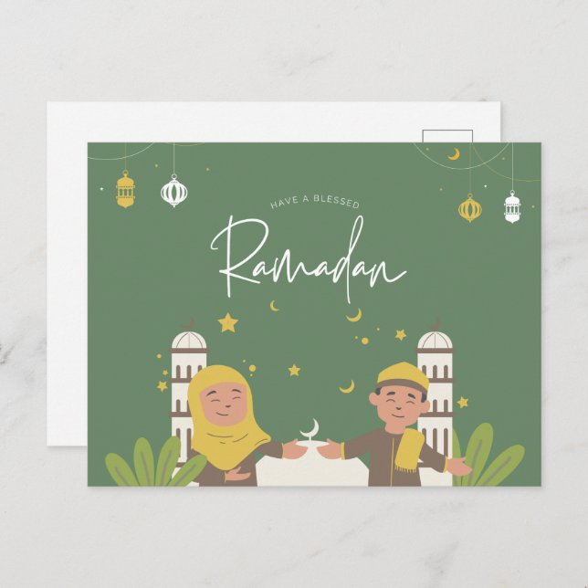 Cartão Postal Ramadan Mubarak | Ramadan Kareem Holiday  Postcard (Frente/Verso)