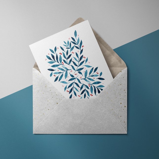 Cartão Postal Ramais bonito de aquarelas - turquesa e vermelho (Criador carregado)