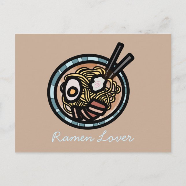 Cartão Postal Ramen ama japonês fofo (Frente)