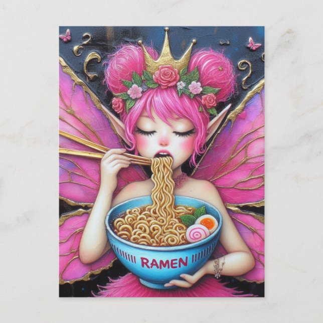 Cartão Postal Ramen Comendo Fada (Frente)