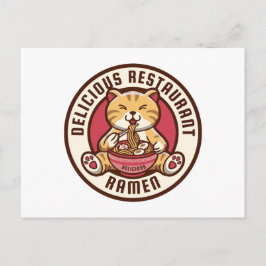Cartão Postal Ramen cute Cat