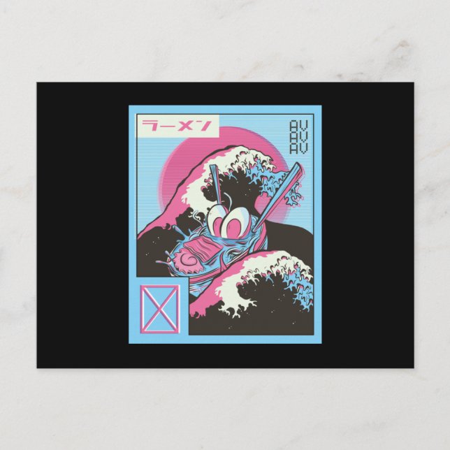 Cartão Postal Ramen Vaporwave (Frente)