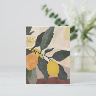 Cartão Postal Ramificação de limão com Trabalho de arte de Abstr