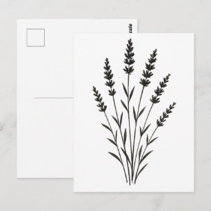 Cartão Postal Raminhos de Lavanda – Design Botânico Minimalista 