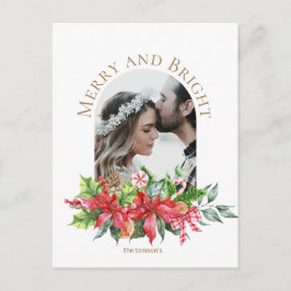 Cartão Postal Ramo de aquarela de Natal alegre 