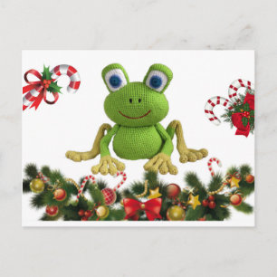 Cartão Postal Rana de ganchillo para Navidad con sus dulces ...