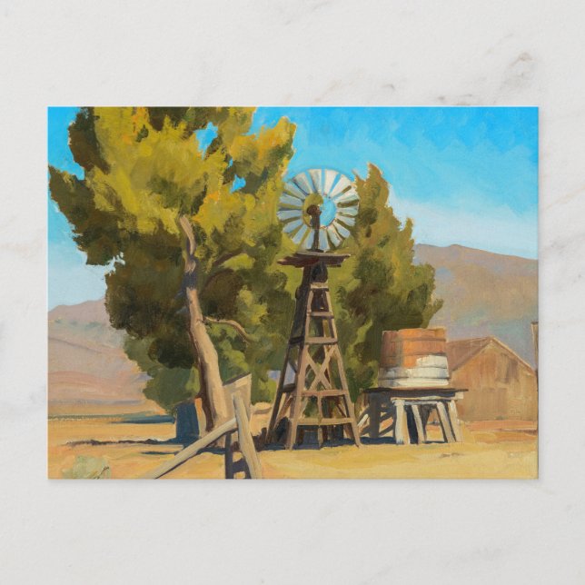 Cartão Postal Ranch Windmill, Carson, Nevada por Maynard Dixon (Frente)