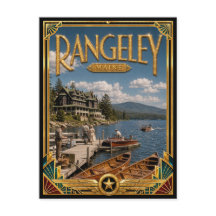 Rangeley Maine Arte Deco Vintage Idade Dourada