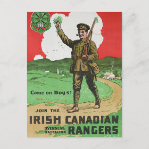 Cartão Postal Rangers Irlandeses Canadianos