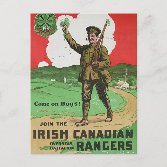 Cartão Postal Rangers Irlandeses Canadianos (Frente)