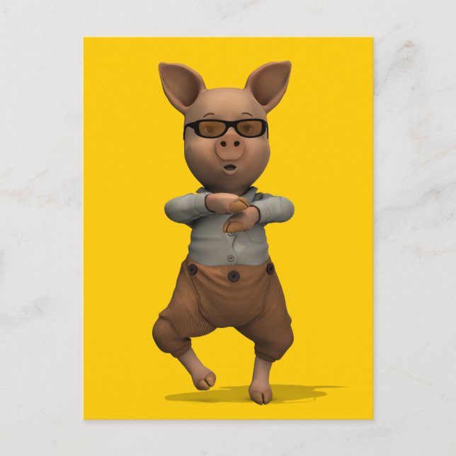 Cartão Postal Rap Dancing Pig (Frente)