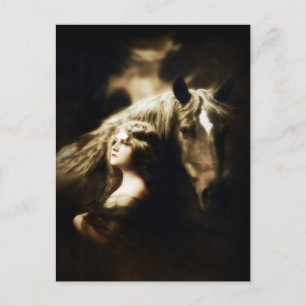 Cartão Postal Rapariga cigana com cartão-postal antigo com enxer