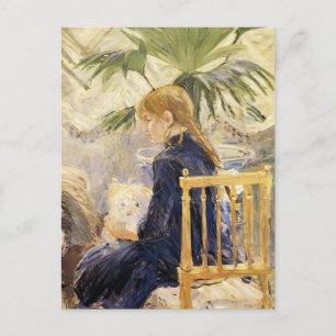 Cartão Postal Rapariga com Cachorro por Berthe Morisot