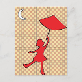 Cartão Postal Rapariga com o guarda-chuva