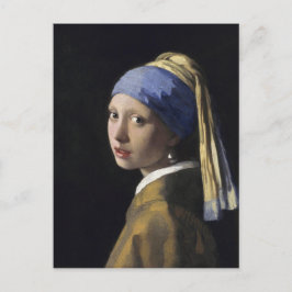 Cartão Postal Rapariga com pérolas a ouvir por Johannes Vermeer