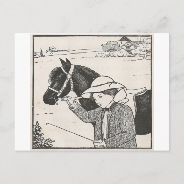 Cartão Postal Rapariga com Pony (Frente)