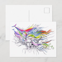 Cartão Postal Rapariga com sonhos no cabelo Arte de fantasia sur
