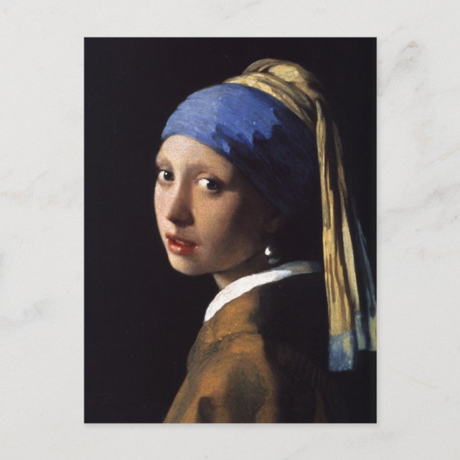 Cartão Postal Rapariga de Johannes Vermeer com pérolas (Frente)