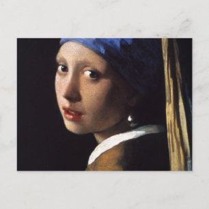 Cartão Postal Rapariga de Johannes Vermeer com pérolas