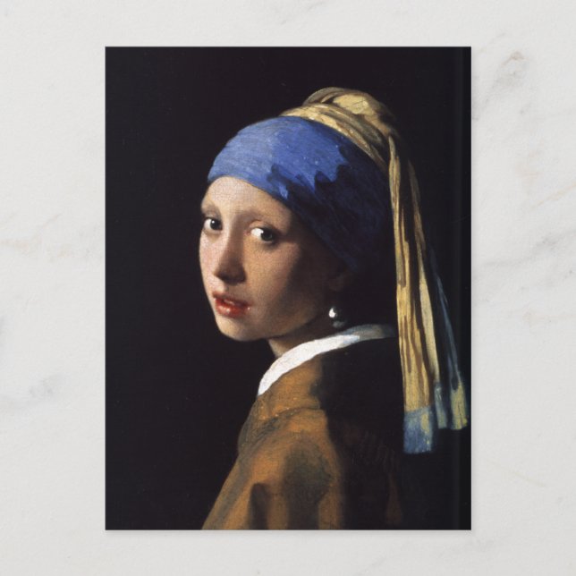 Cartão Postal Rapariga de Johannes Vermeer com um brinco de péro (Frente)