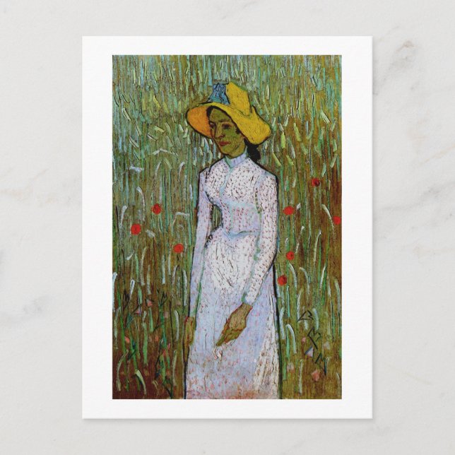 Cartão Postal Rapariga de Wheat Van Gogh Fine Art (Frente)