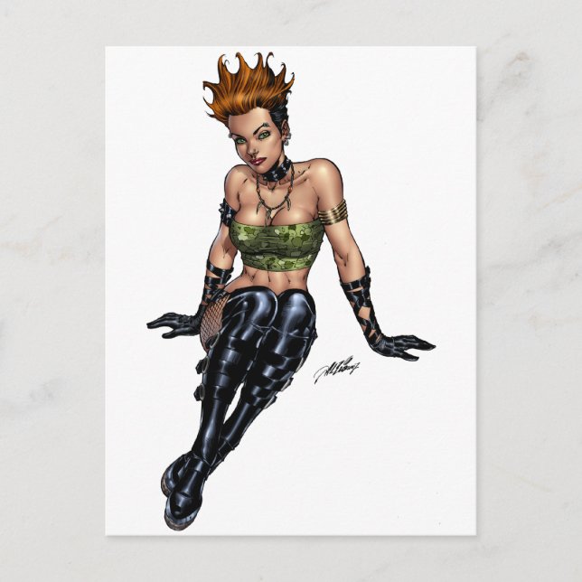 Cartão Postal Rapariga do Alternativo Punk por Al Rio (Frente)